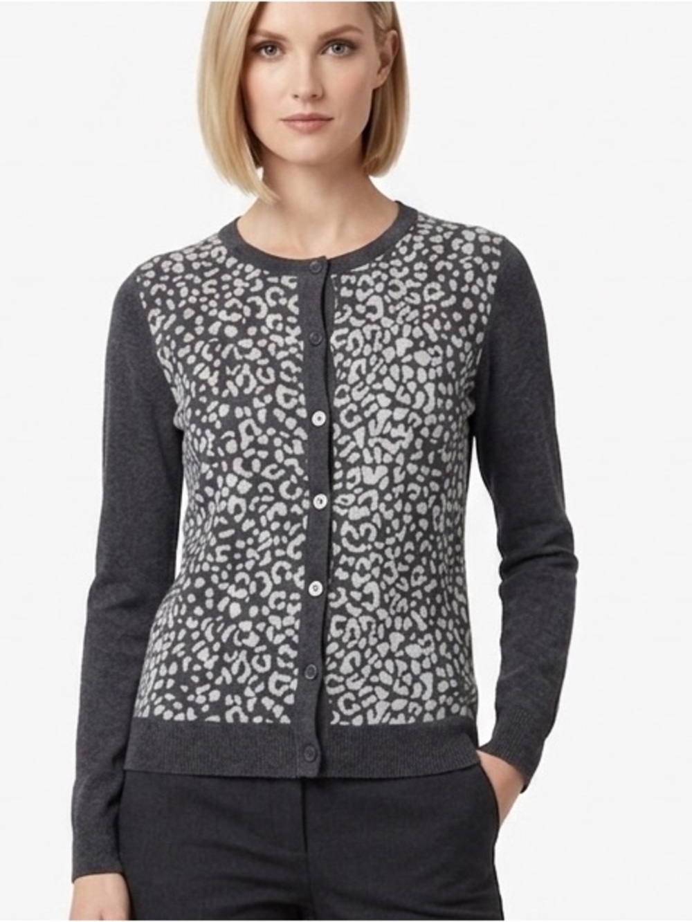 NEW buttons Cardigan Sweater dark gray MEDIUM Office work